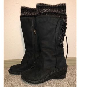 Ugg Skylair Black Leather Winter Wedge Boot